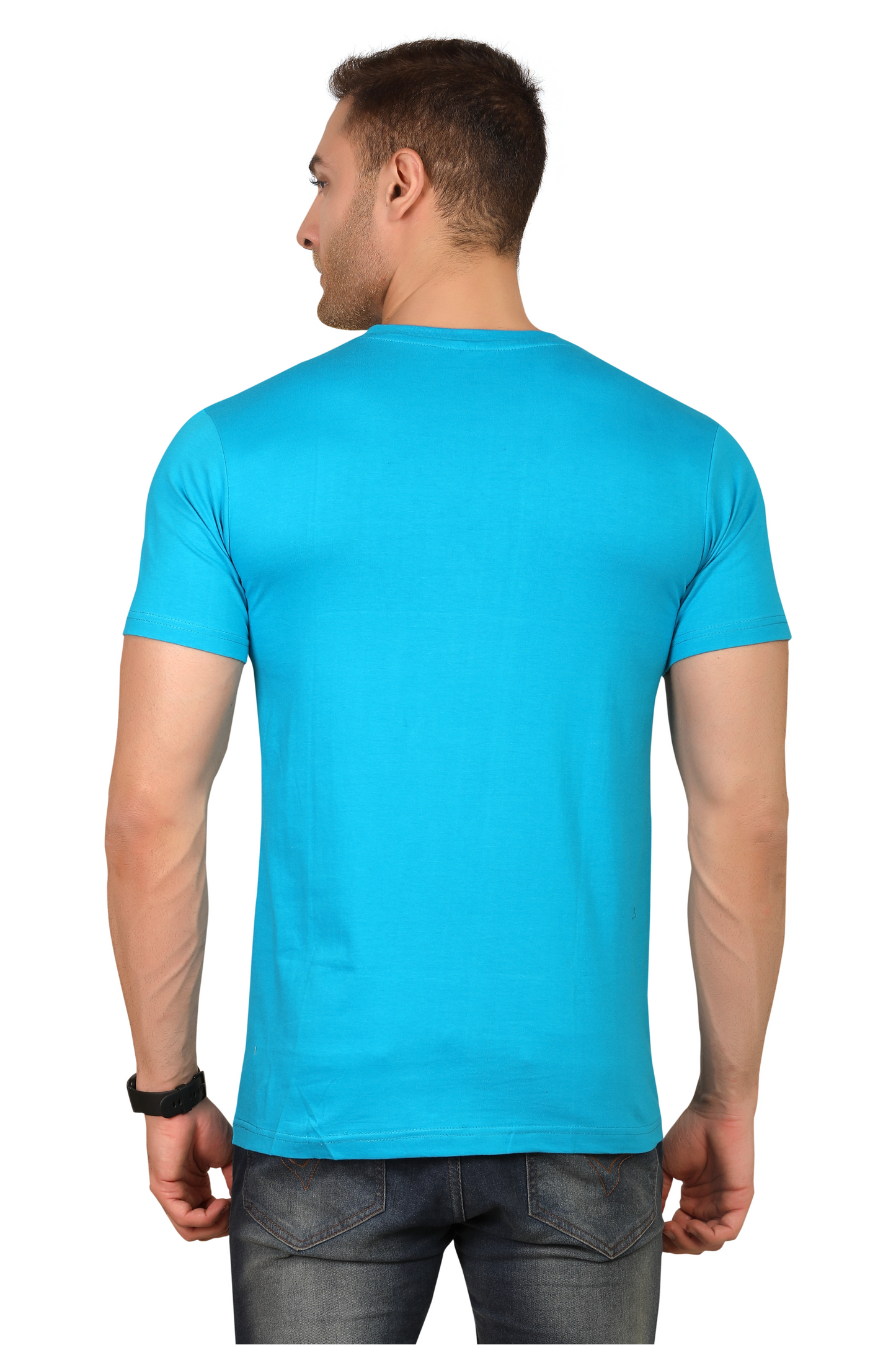 100% Cotton Menâs Half Sleeve T-Shirt - T. Blue