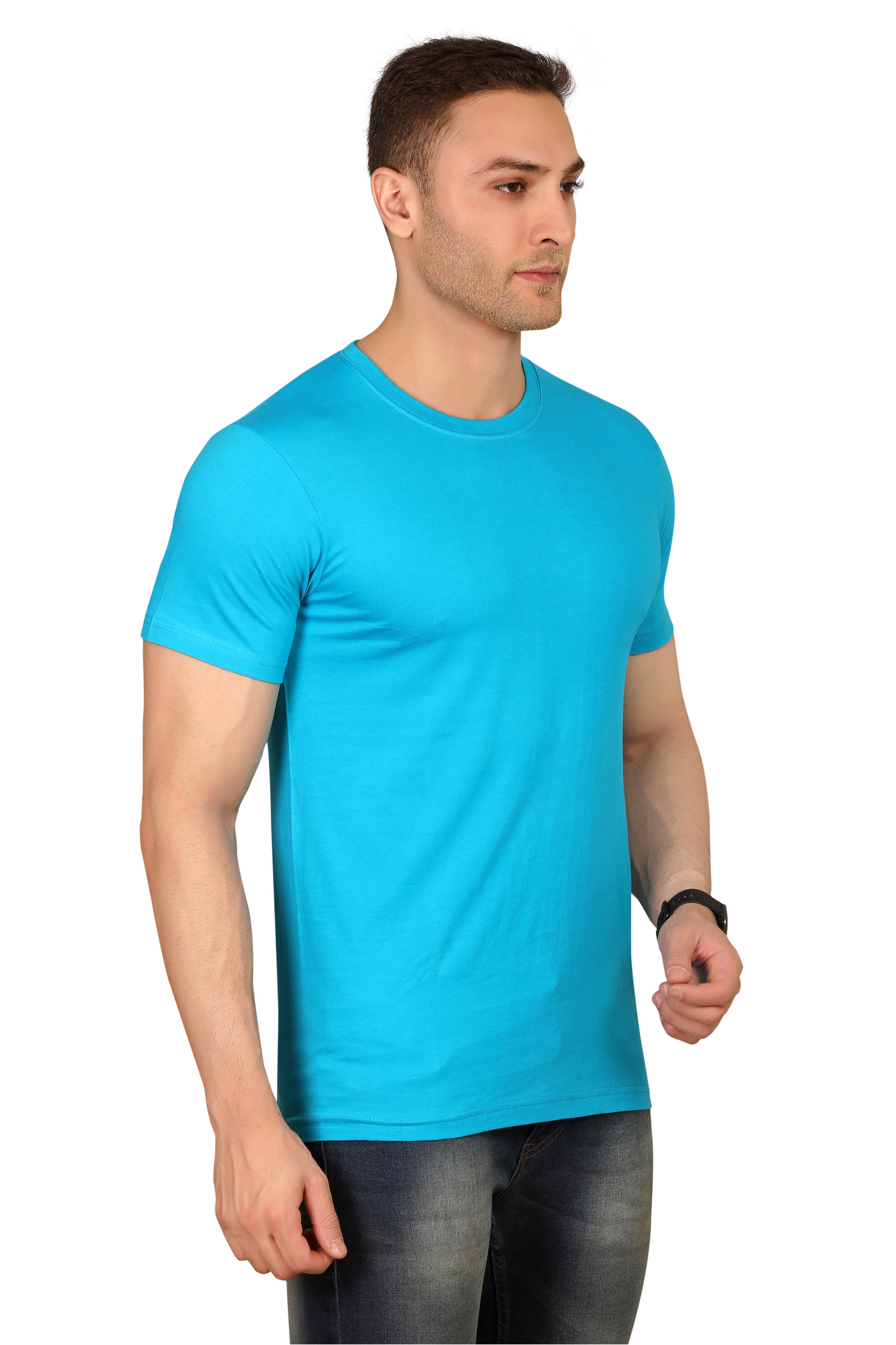 100% Cotton Menâs Half Sleeve T-Shirt - T. Blue