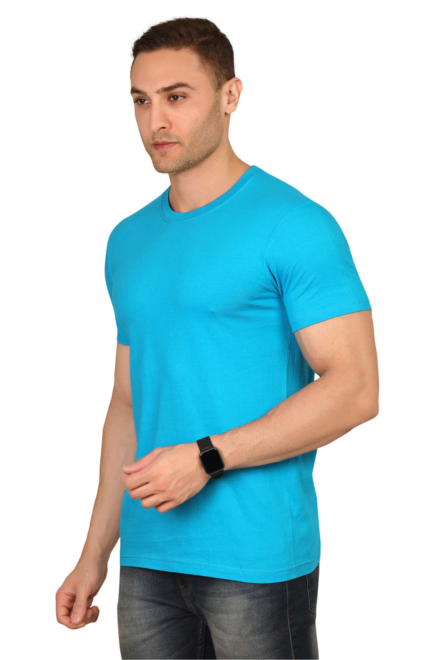 100% Cotton Menâs Half Sleeve T-Shirt - T. Blue
