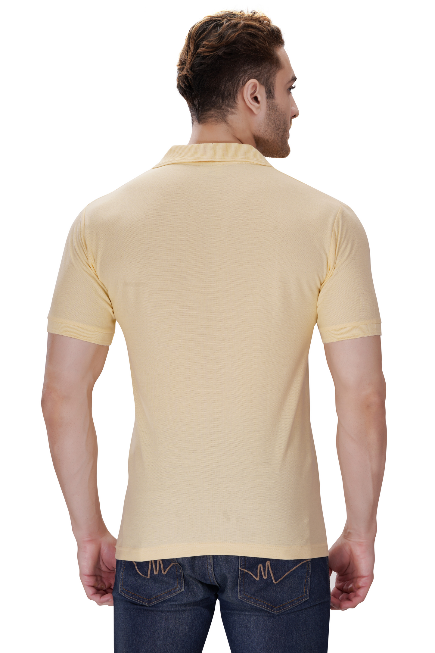 100% Cotton Men’s Half Sleeve Polo Neck T-Shirt - Half White