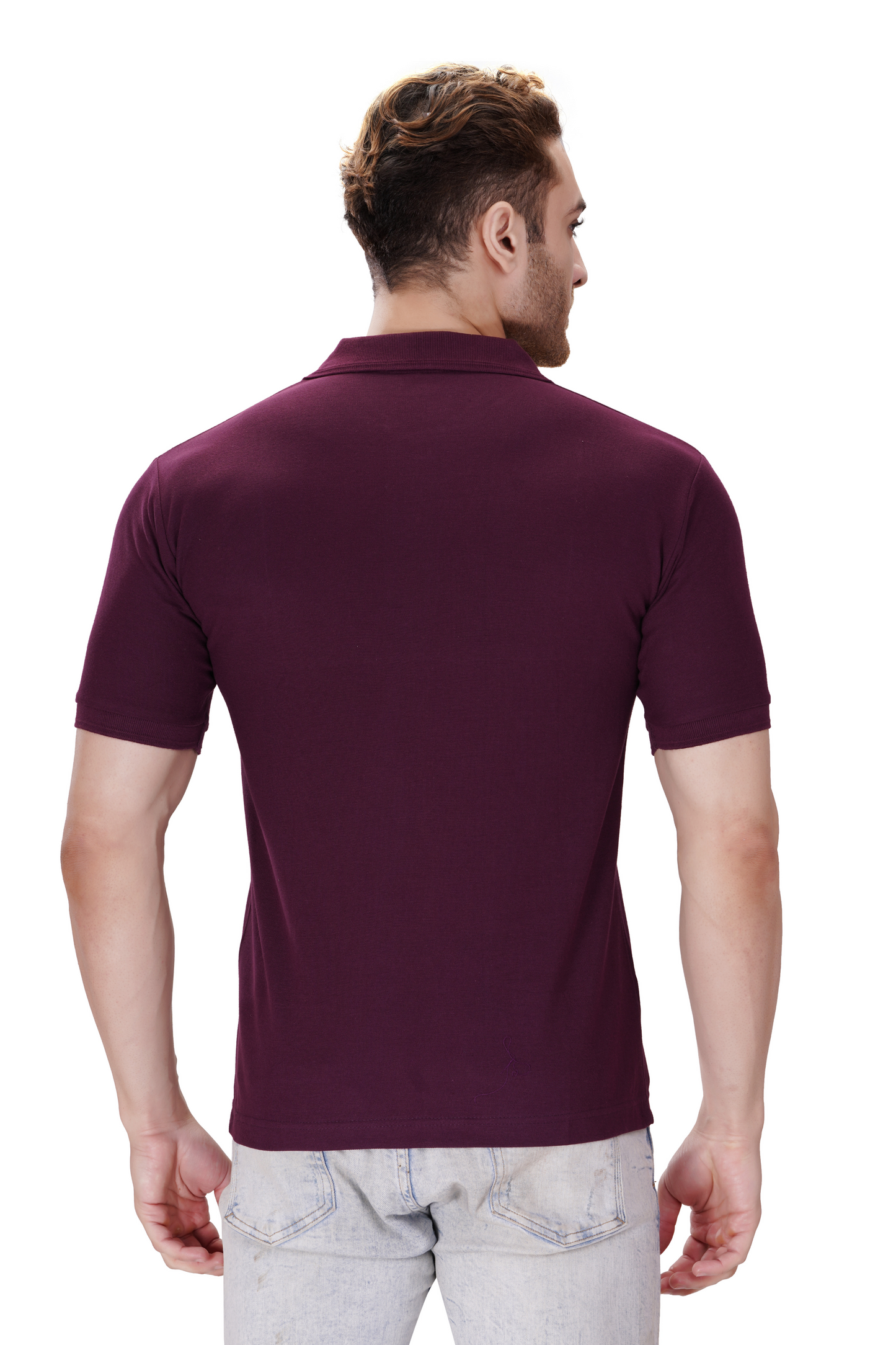 100% Cotton Men’s Half Sleeve Polo Neck T-Shirt - Wine