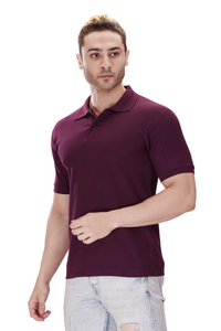 100% Cotton Men’s Half Sleeve Polo Neck T-Shirt - Wine