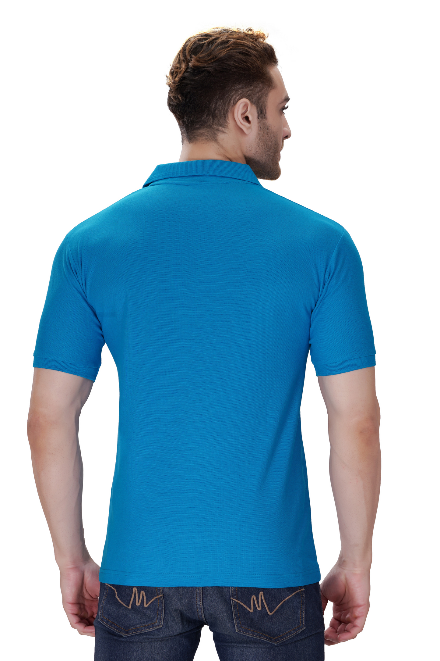 100% Cotton Men’s Half Sleeve Polo Neck T-Shirt - T. Blue