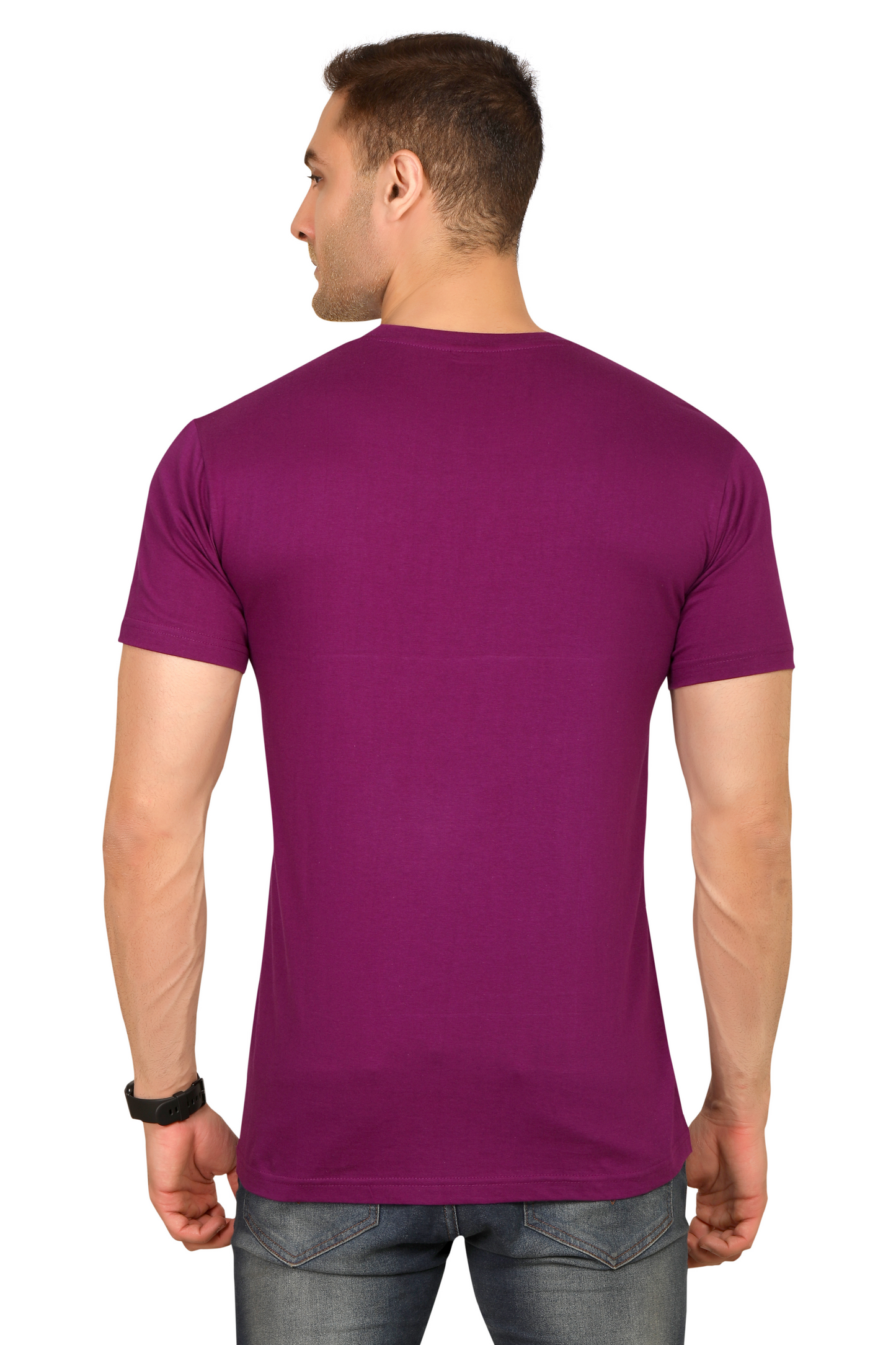 100% Cotton Menâs Half Sleeve T-Shirt - Purple