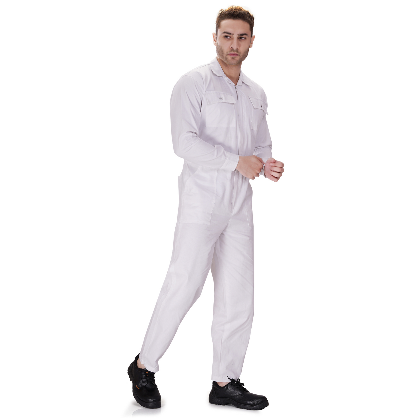 100% Cotton Hi-Visibility Industrial Coverall Boiler Suit - White