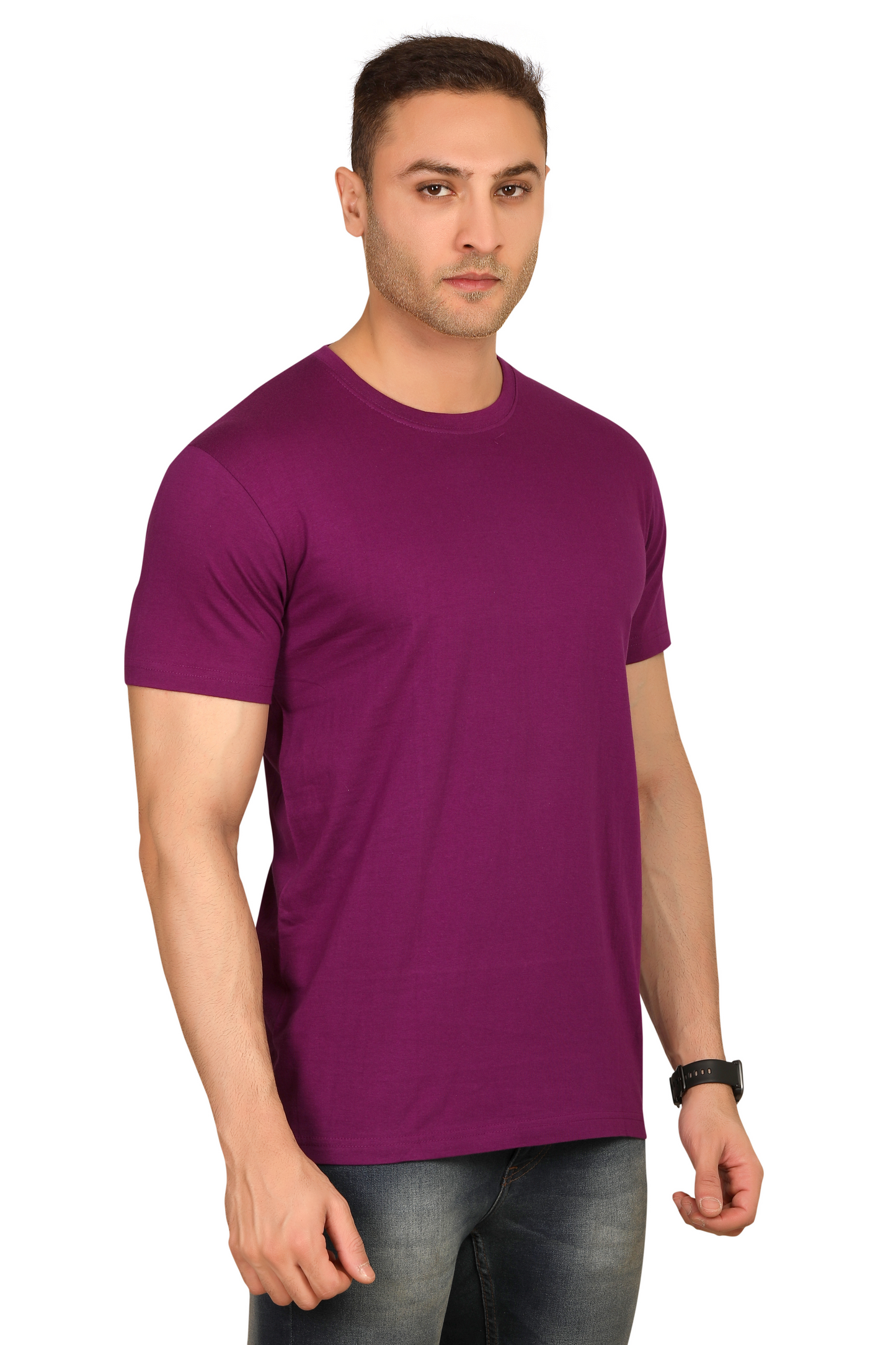 100% Cotton Menâs Half Sleeve T-Shirt - Purple