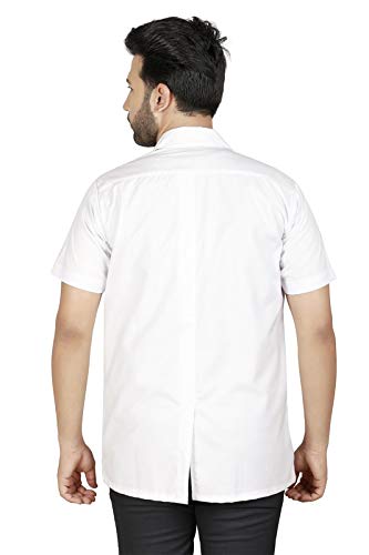 Cotton Unisex Apron Lab Coat - Regular Length - Half Sleeves - White