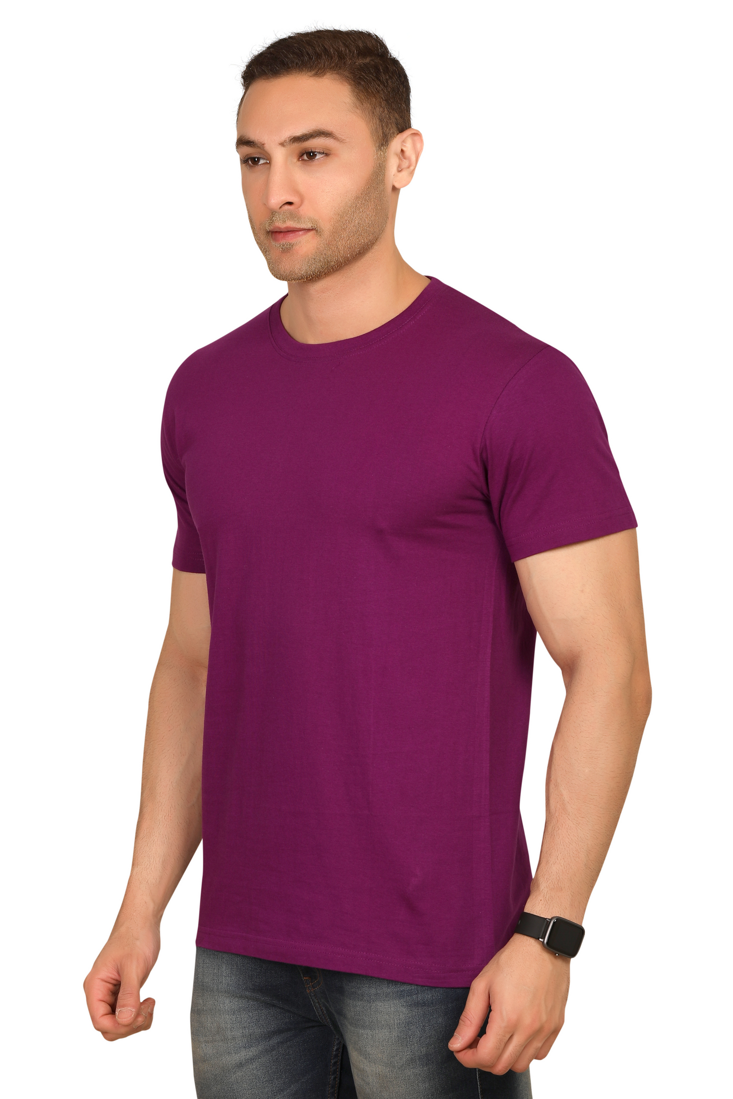 100% Cotton Menâs Half Sleeve T-Shirt - Purple