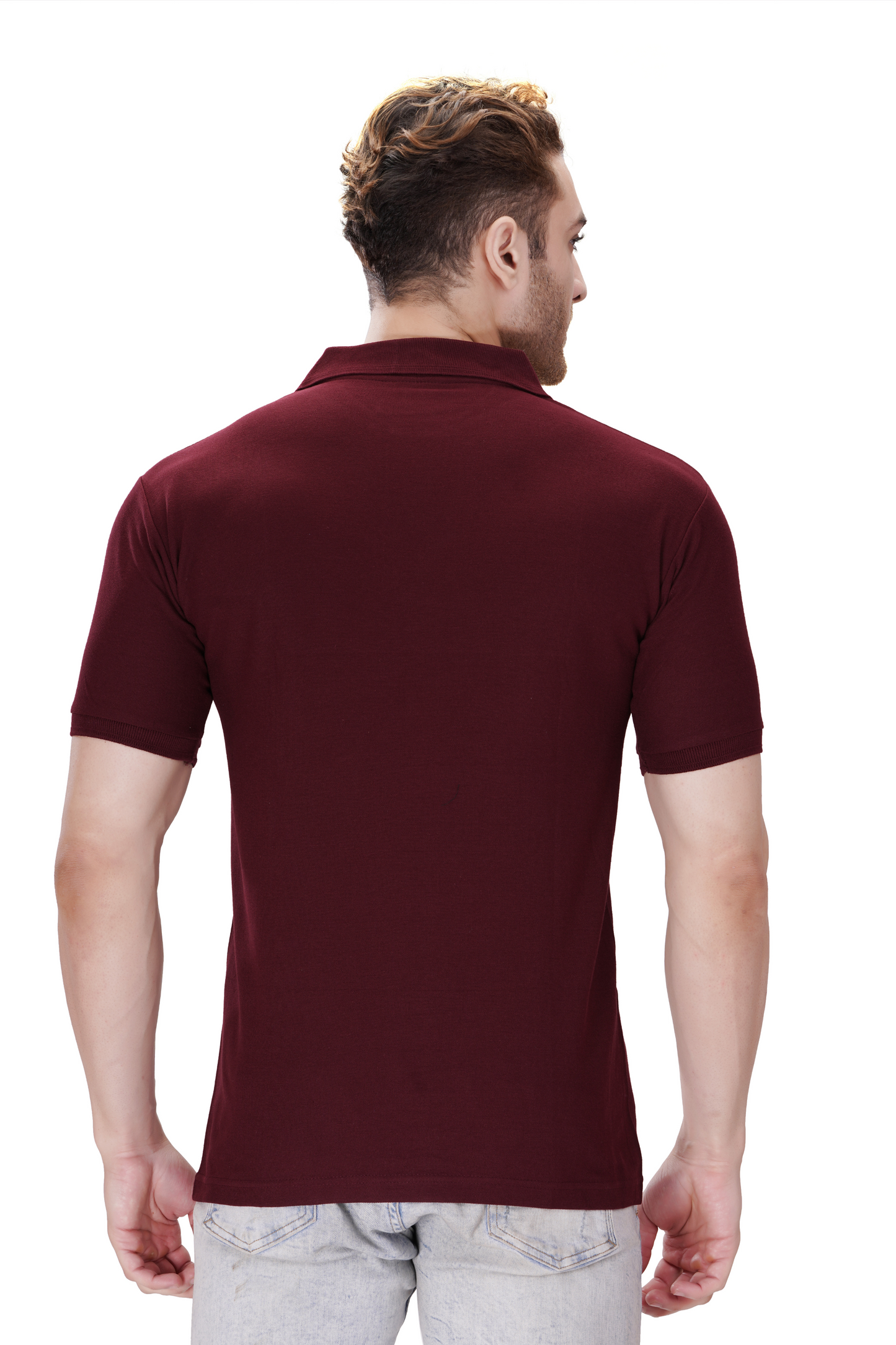 100% Cotton Men’s Half Sleeve Polo Neck T-Shirt - Maroon