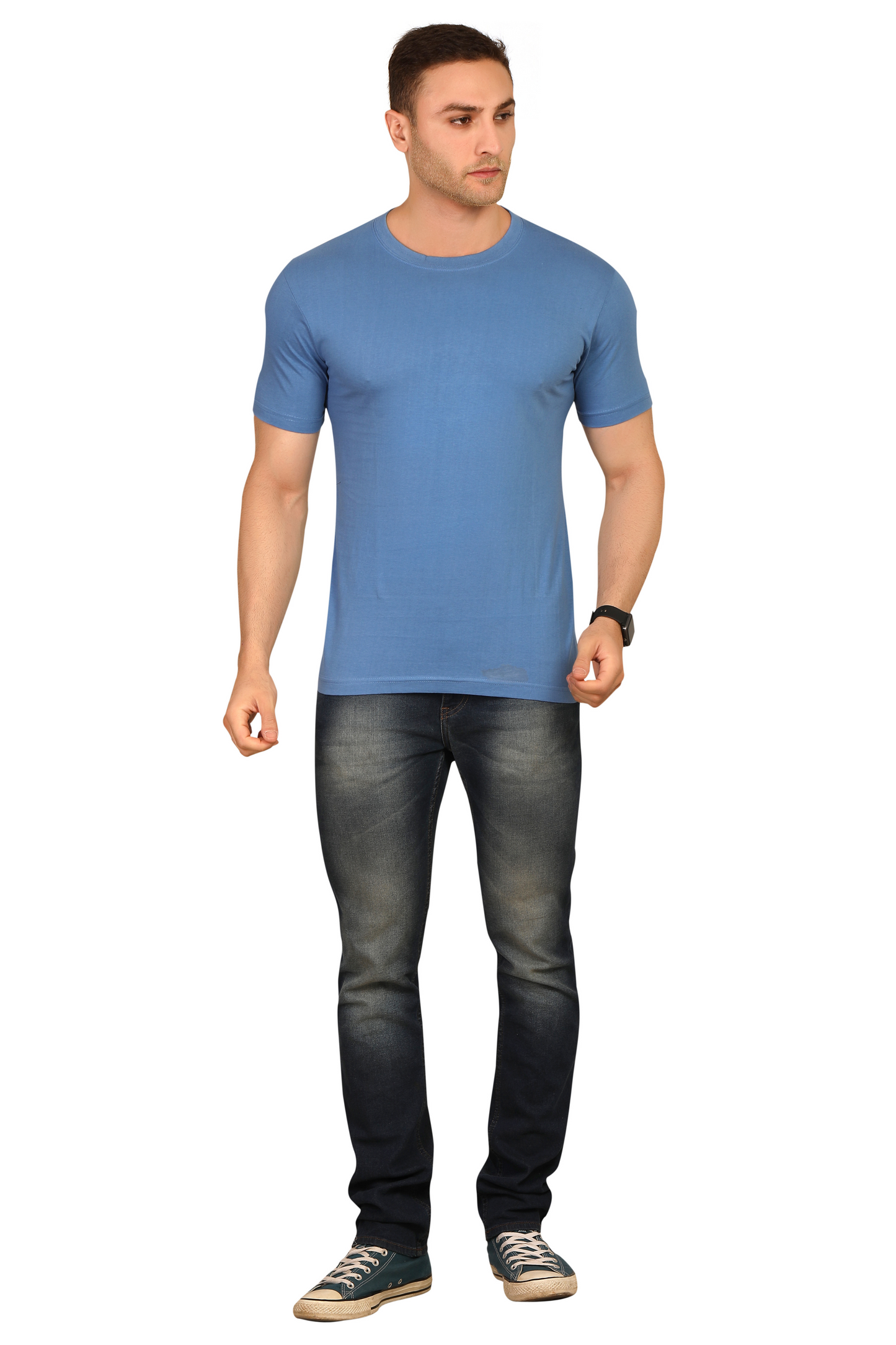 100% Cotton Men’s Half Sleeve T-Shirt - Sky Blue