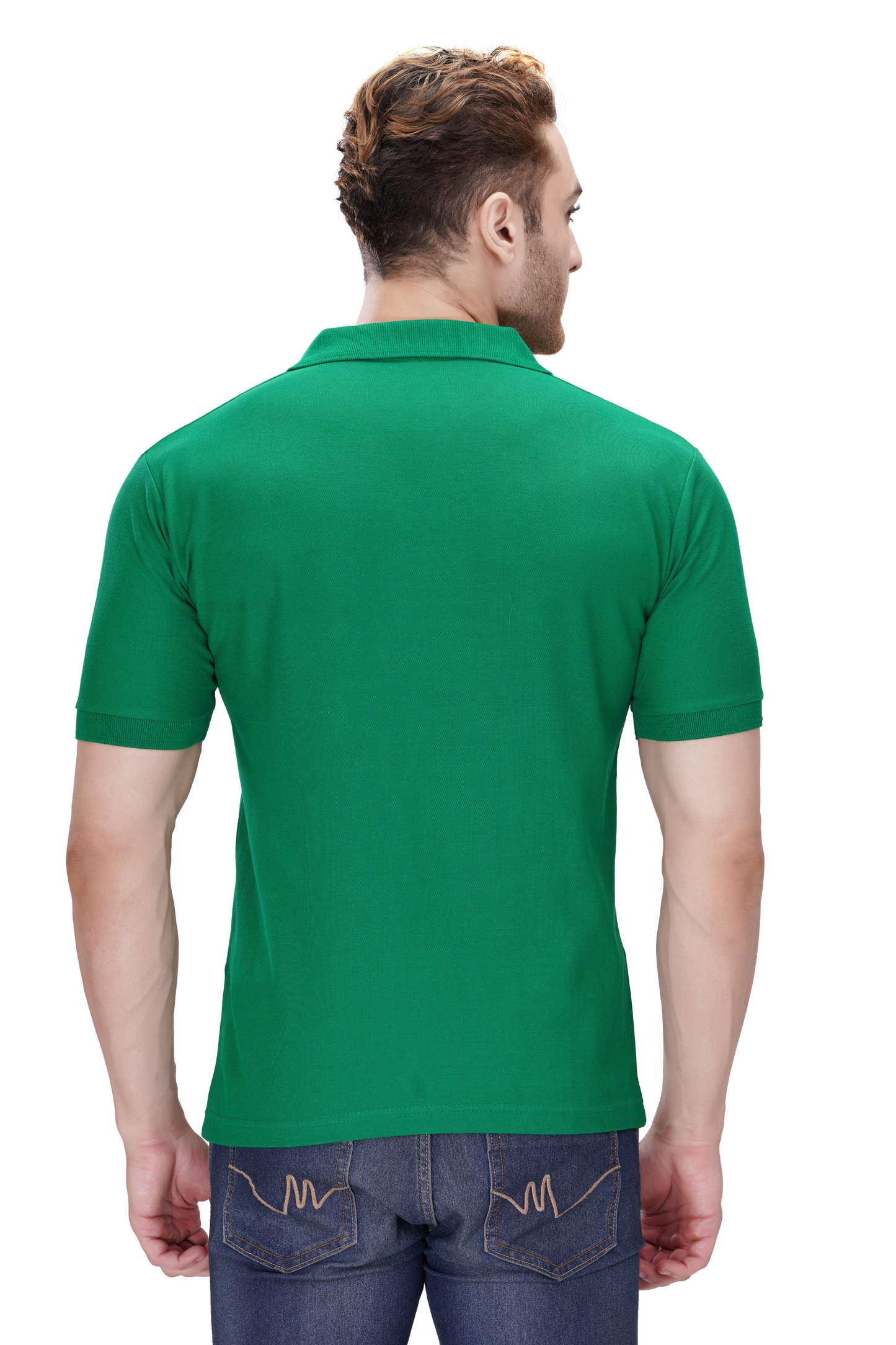 100% Cotton Men’s Half Sleeve Polo Neck T-Shirt - Parrot Green