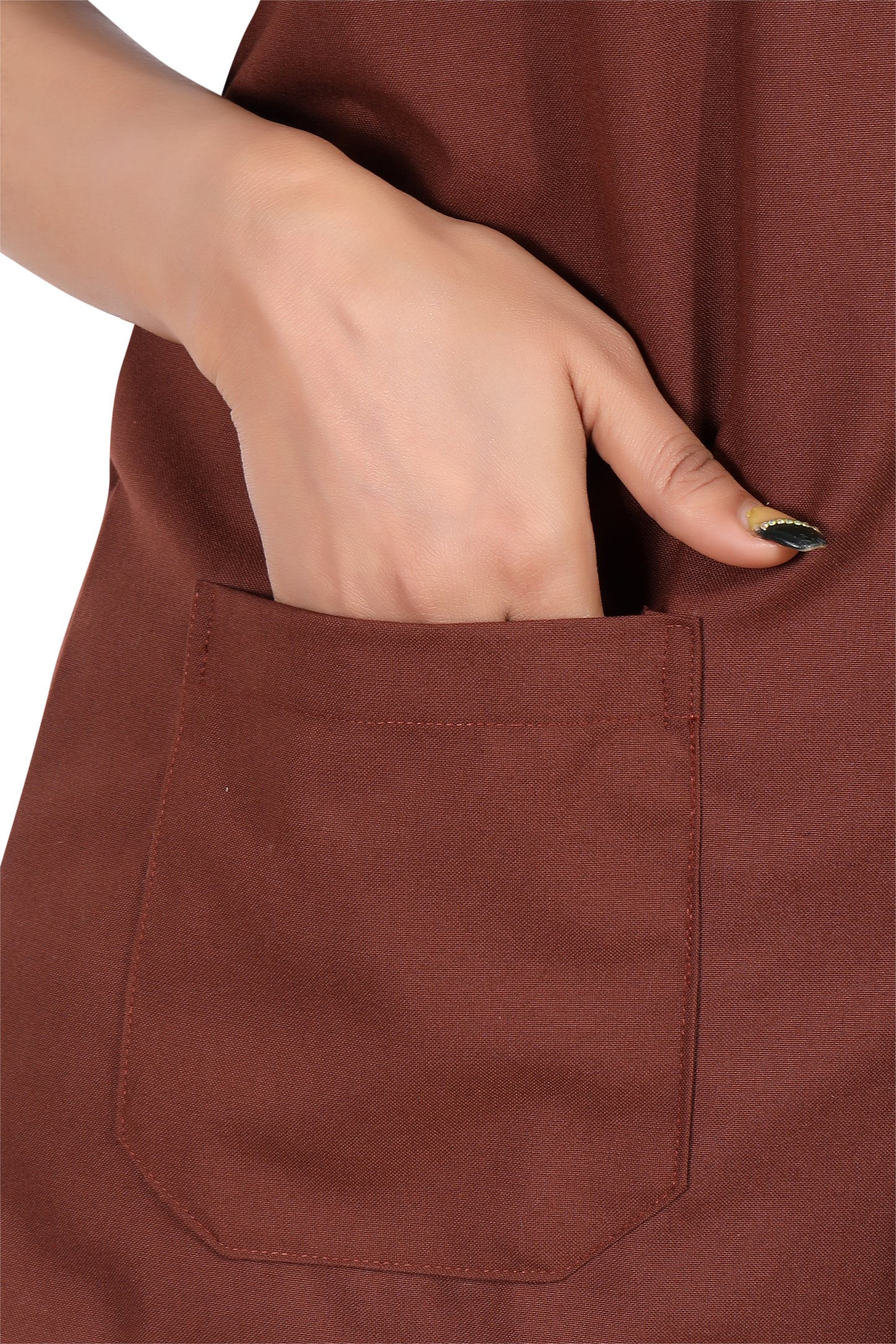 Cotton Unisex Apron Lab Coat - Regular Length - Half Sleeves - Brown