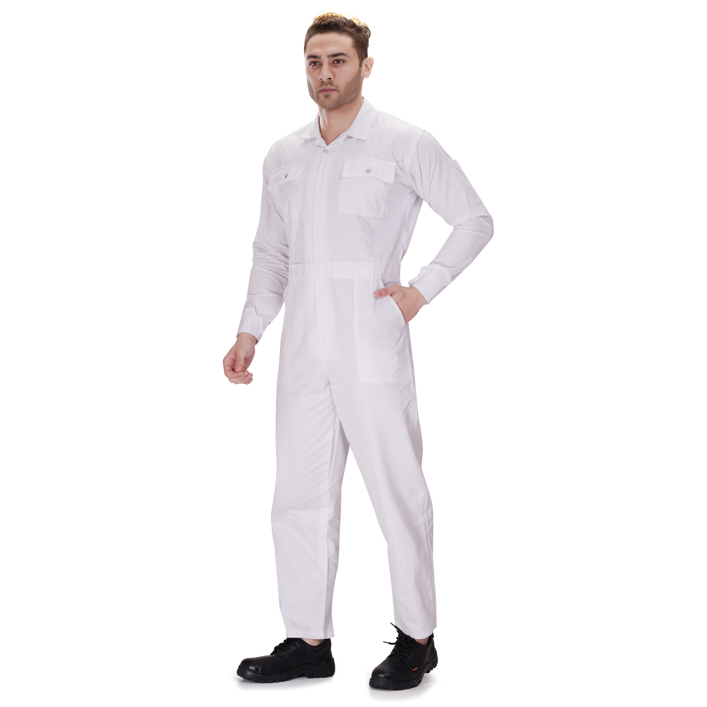 100% Cotton Hi-Visibility Industrial Coverall Boiler Suit - White