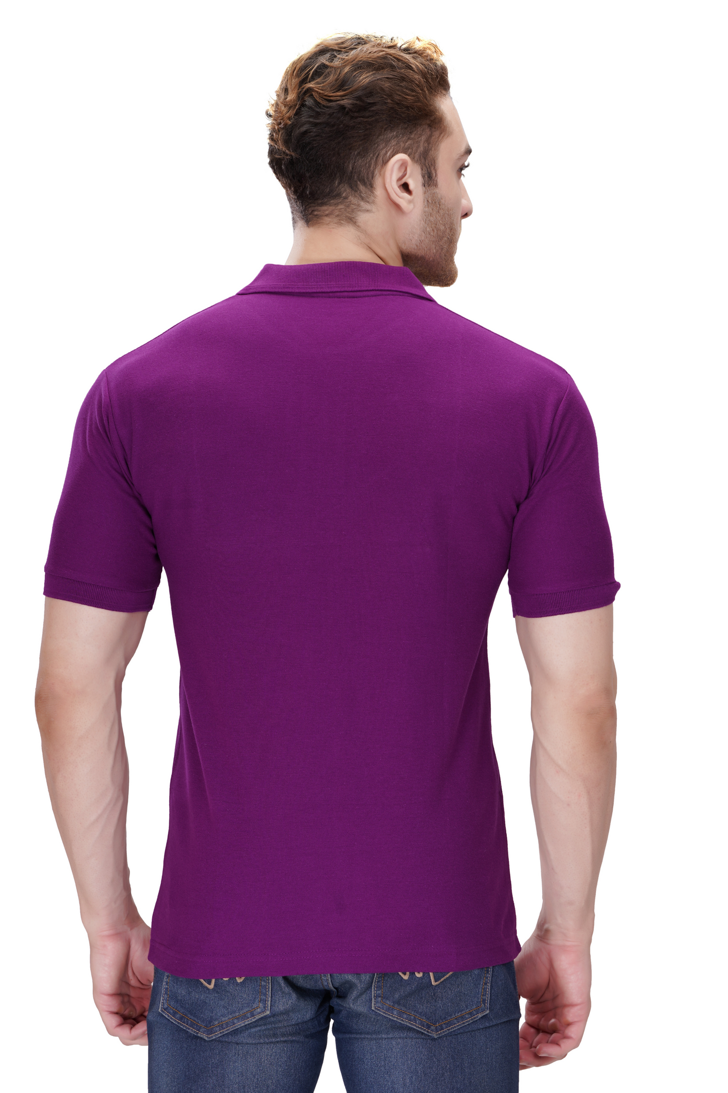 100% Cotton Men’s Half Sleeve Polo Neck T-Shirt - Purple