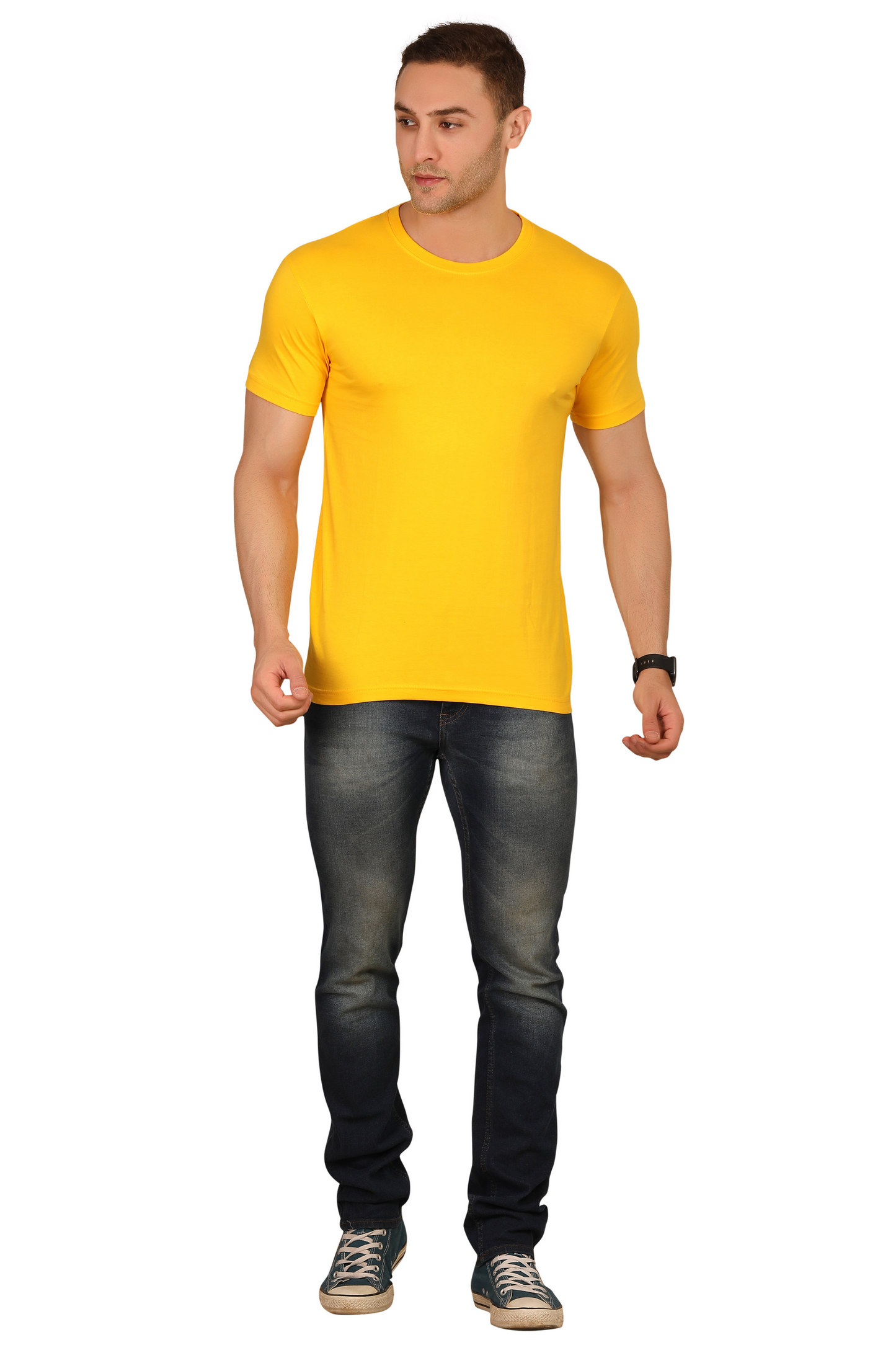 100% Cotton Men’s Half Sleeve T-Shirt - Yellow