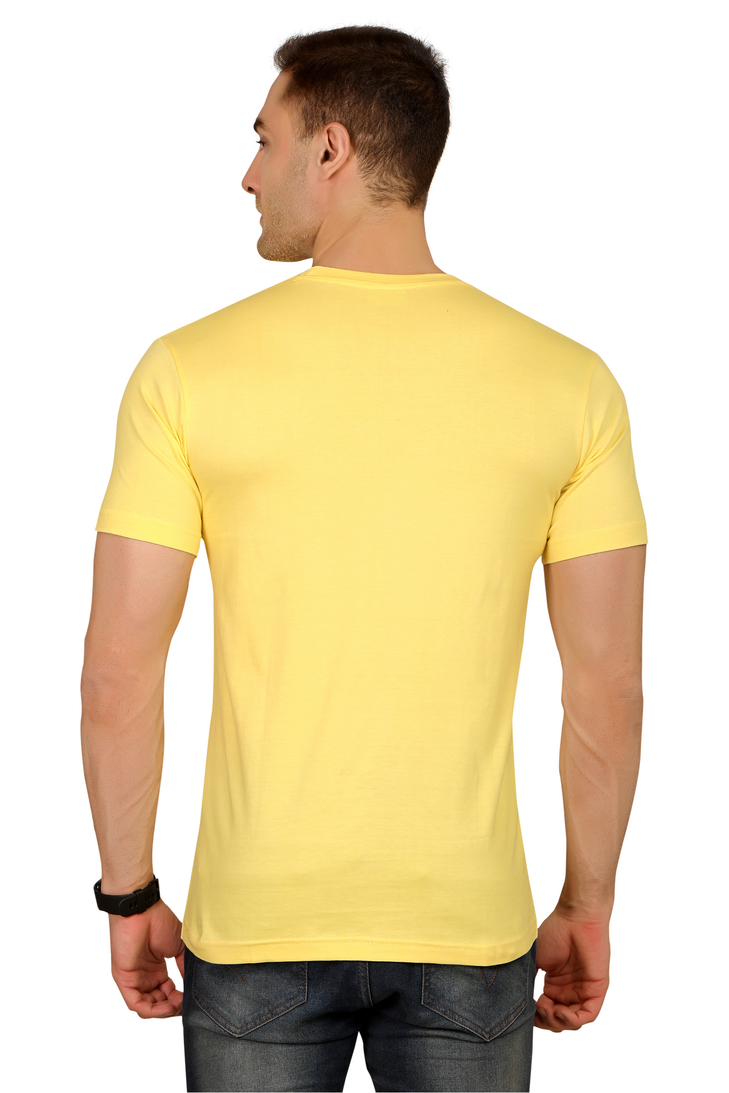 100% Cotton Menâs Half Sleeve T-Shirt - Pale Yellow