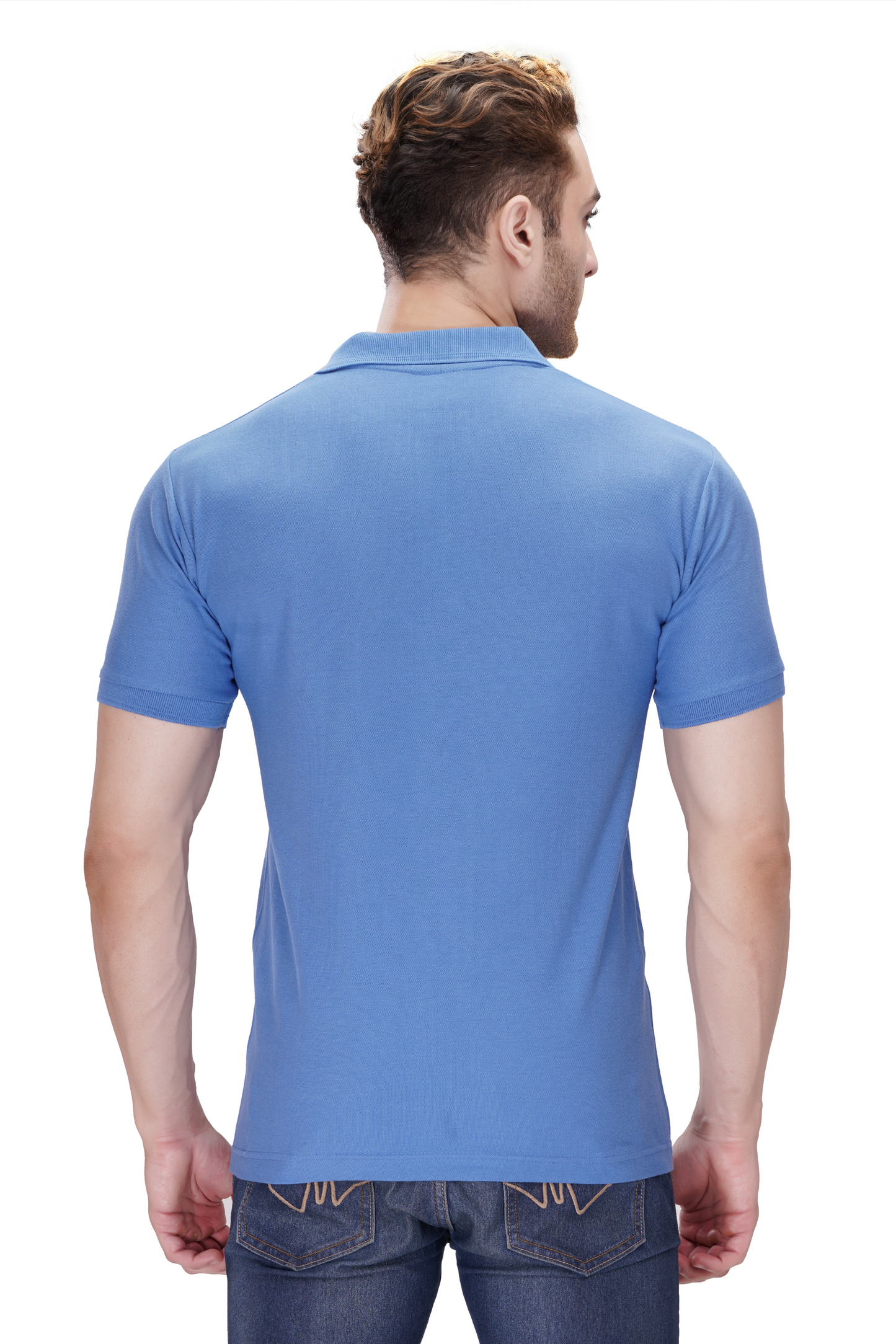 100% Cotton Men’s Half Sleeve Polo Neck T-Shirt - Sky Blue