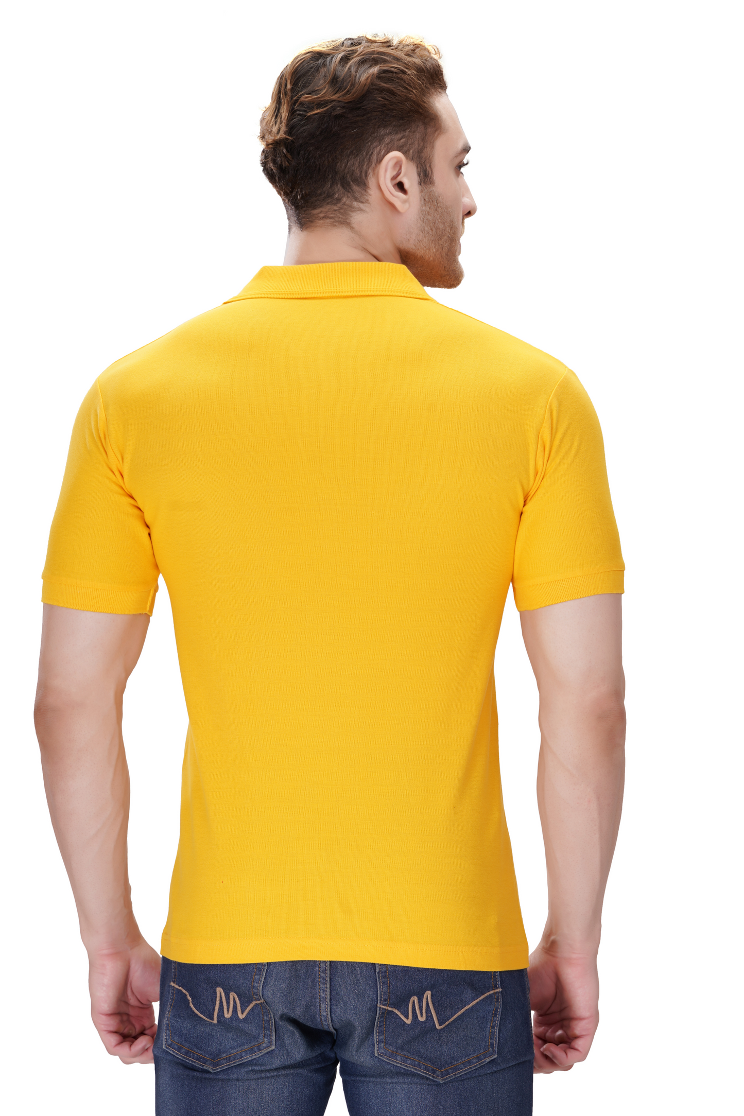 100% Cotton Men’s Half Sleeve Polo Neck T-Shirt - Yellow