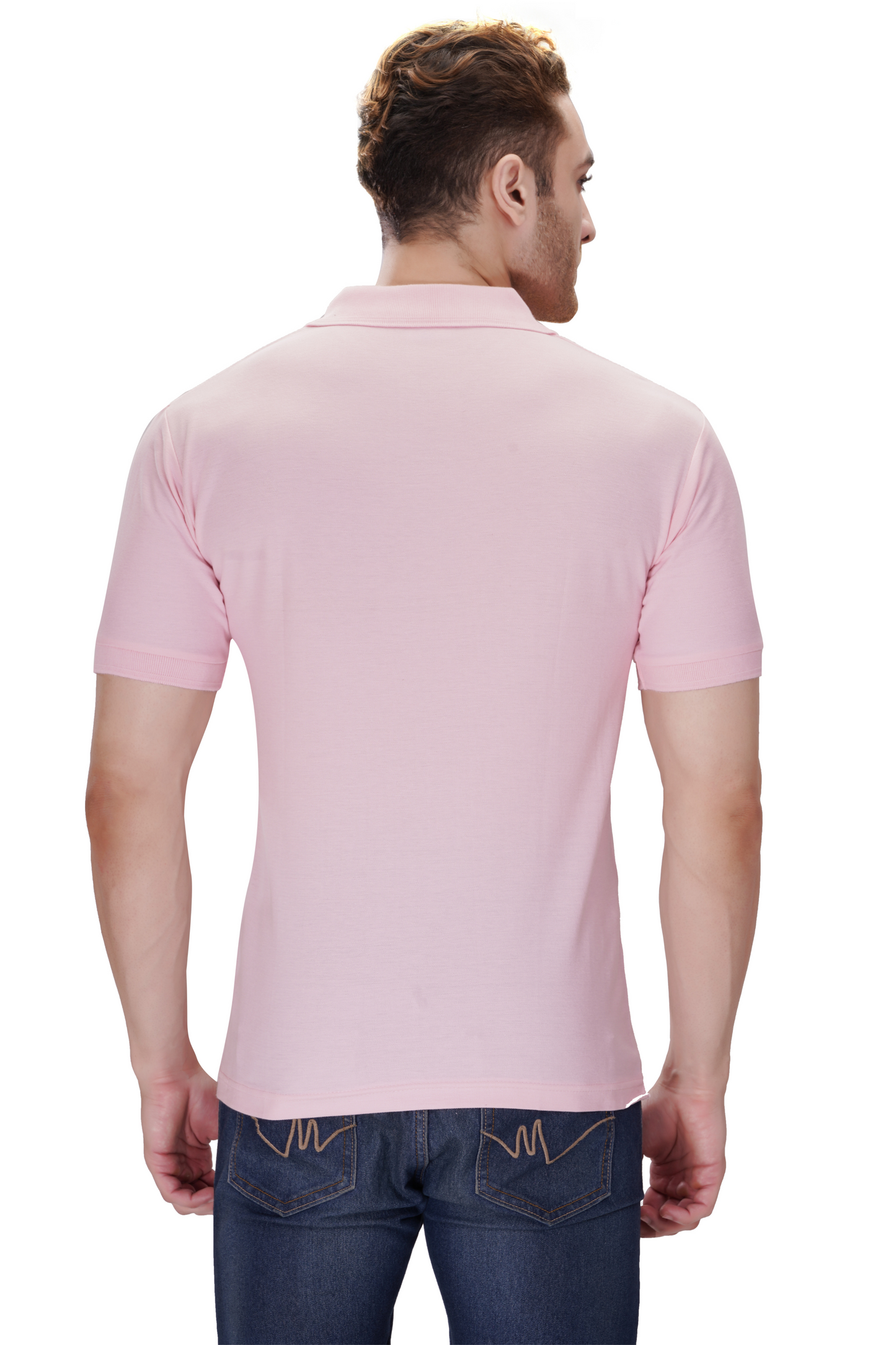 100% Cotton Men’s Half Sleeve Polo Neck T-Shirt - Pink