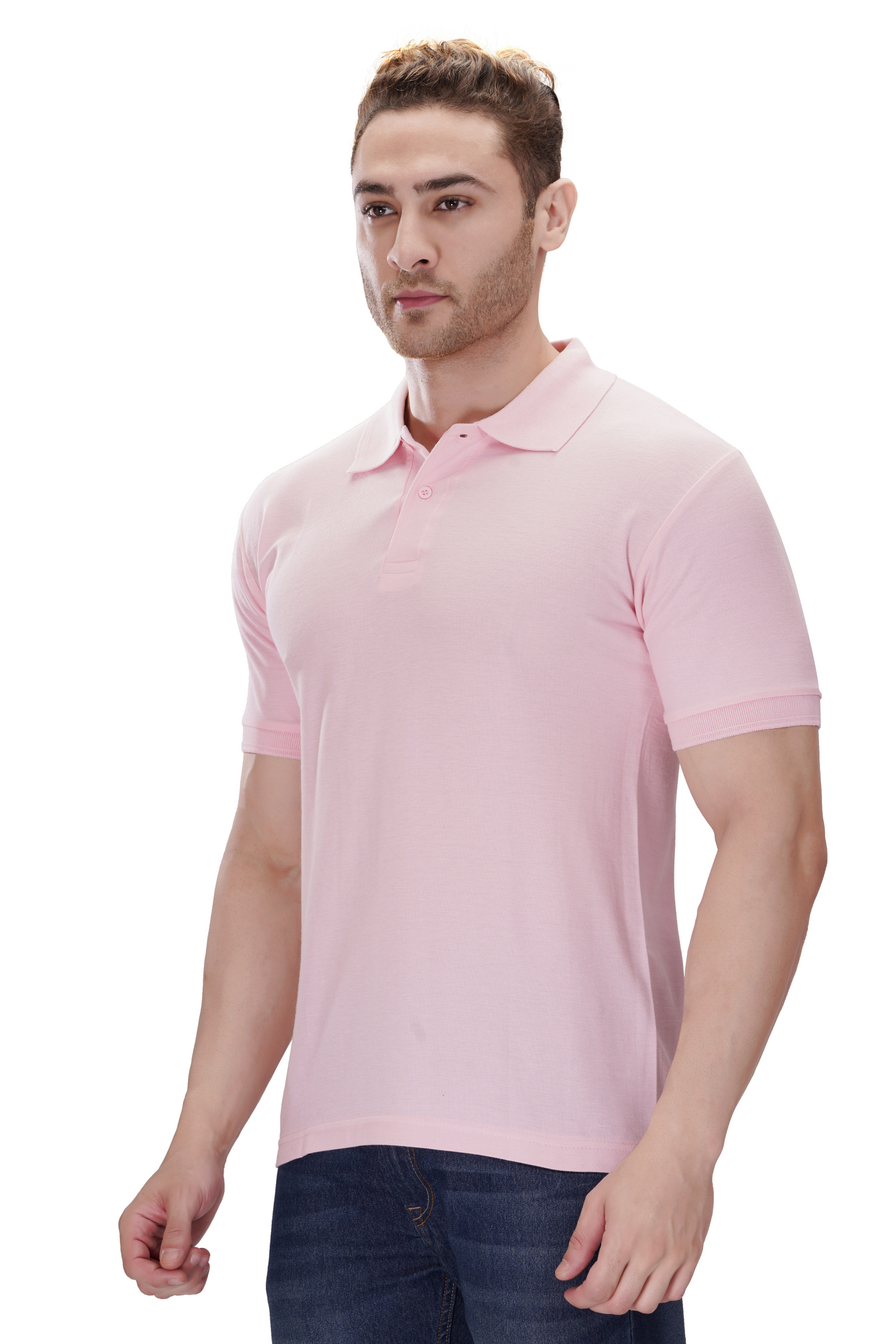 100% Cotton Men’s Half Sleeve Polo Neck T-Shirt - Pink