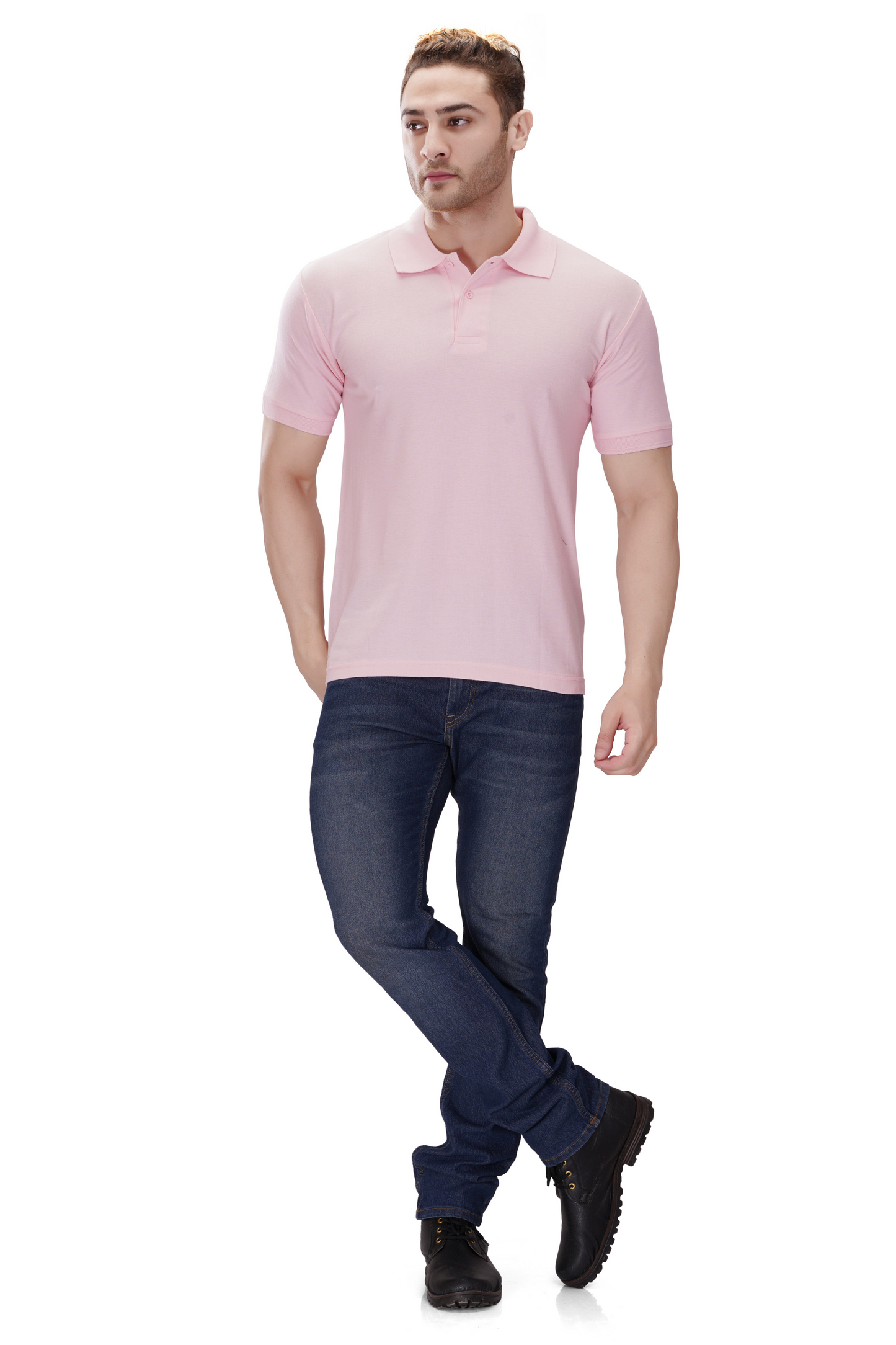 100% Cotton Men’s Half Sleeve Polo Neck T-Shirt - Pink