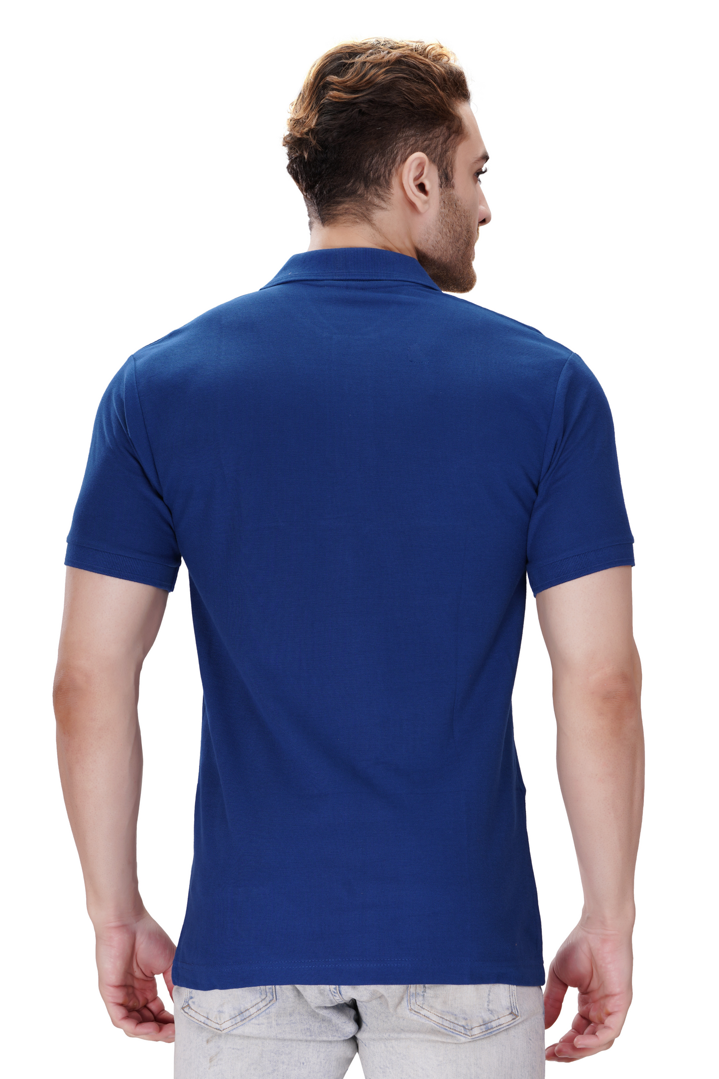 100% Cotton Men’s Half Sleeve Polo Neck T-Shirt - Royal Blue