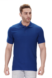 100% Cotton Men’s Half Sleeve Polo Neck T-Shirt - Royal Blue