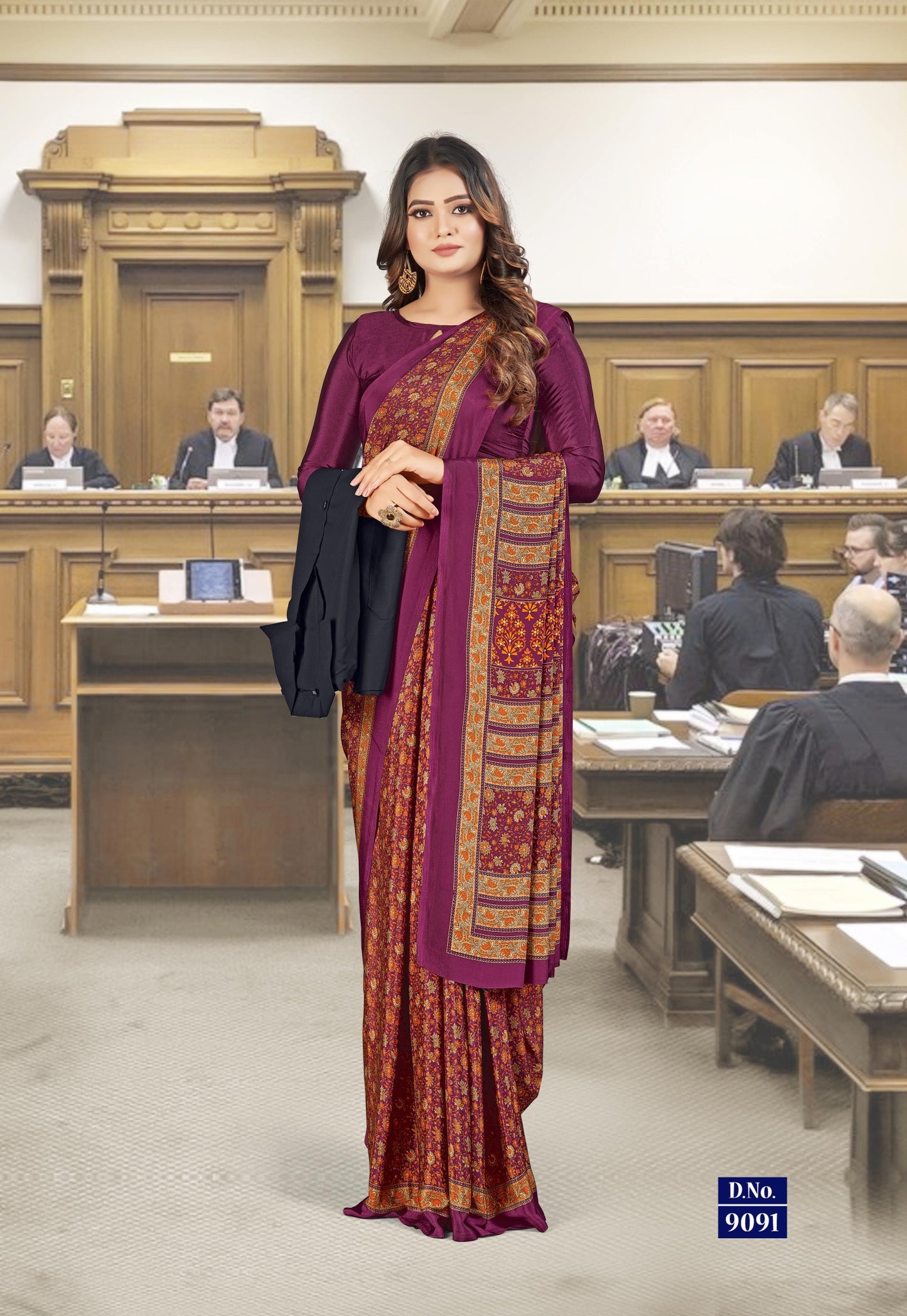 Saree - Ganvesh Plus - Wine (9091)