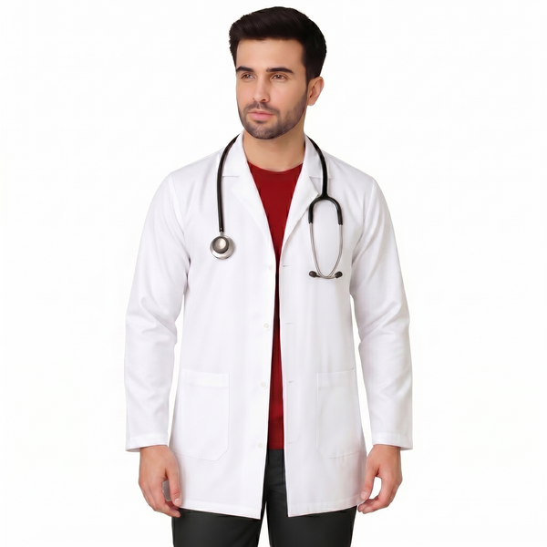 Apron Lab Coat - Unisex Regular Length Full Sleeves - White