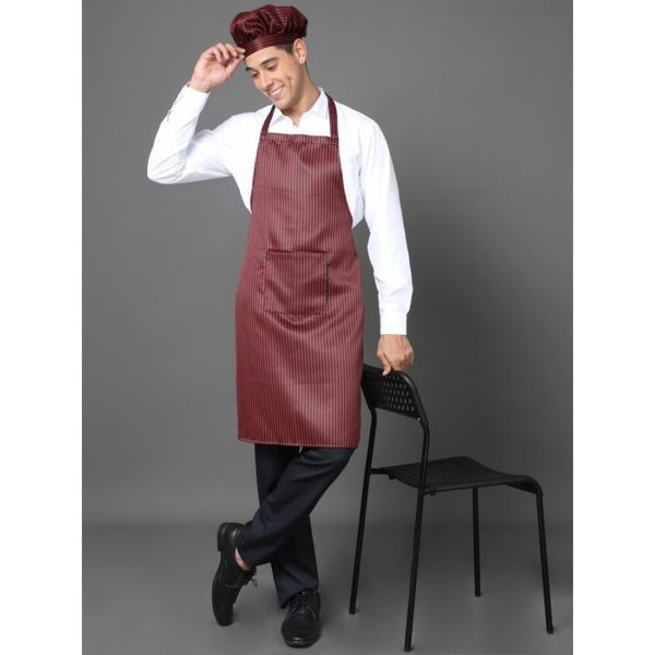 Kitchen Apron Full - Maroon Black Stripes