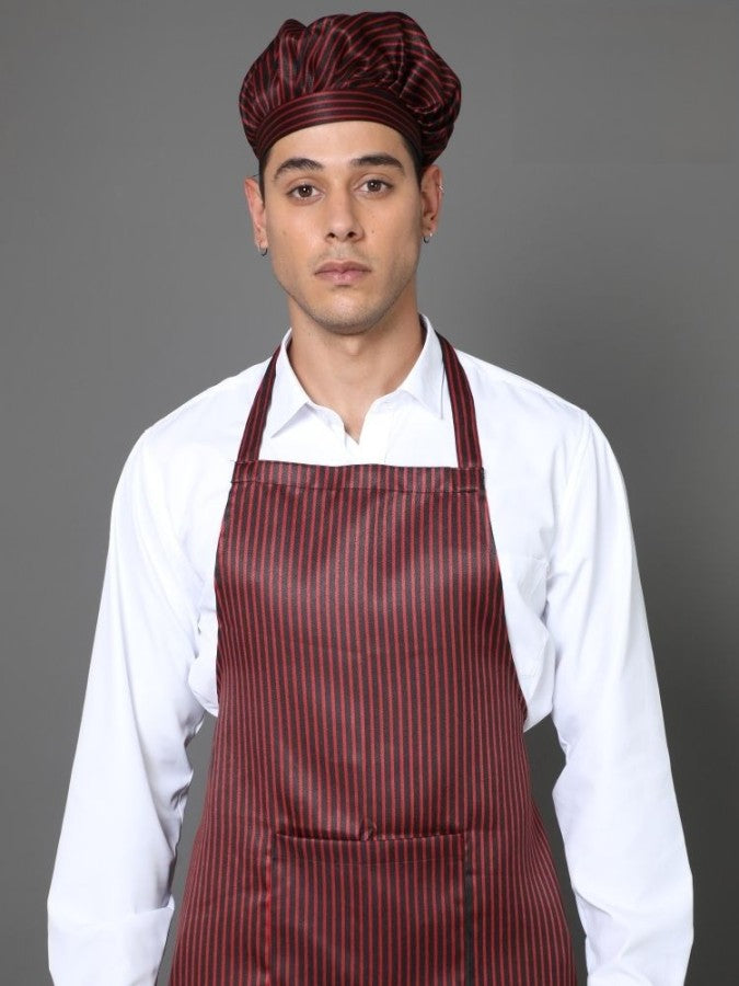 Kitchen Apron Full - Maroon Black Stripes