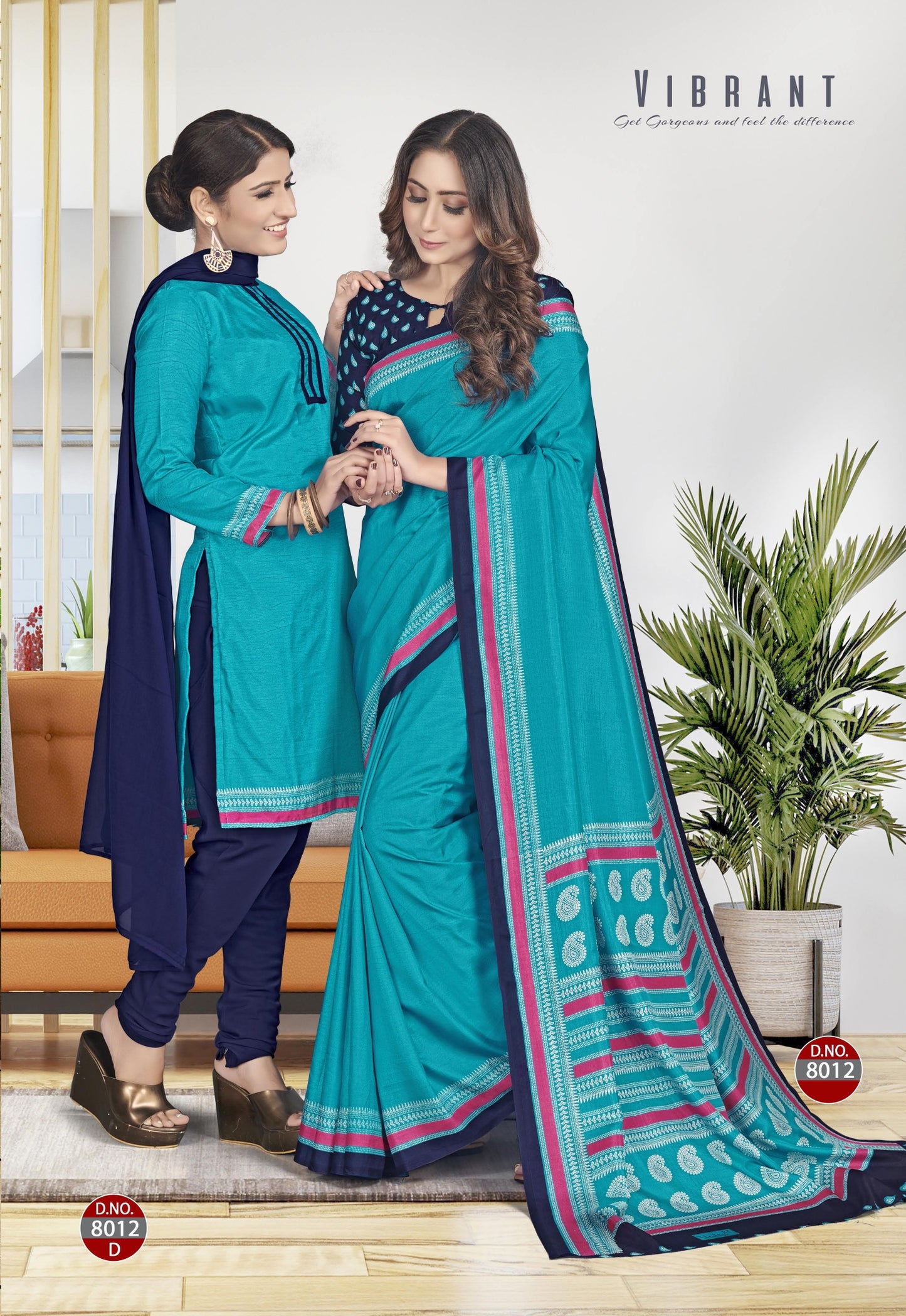 Suit & Saree -Ikkat Silk - Blue (8012)