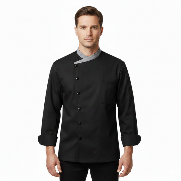 Black & grey chef coat – view 1