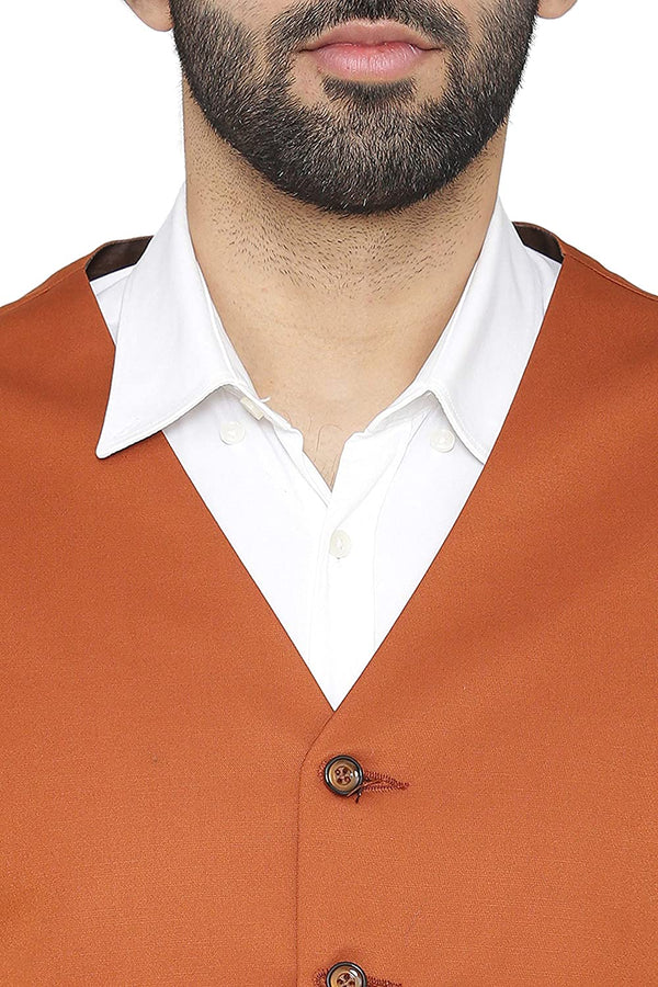 Men's carrot orange slim fit TR waistcoat – view 1