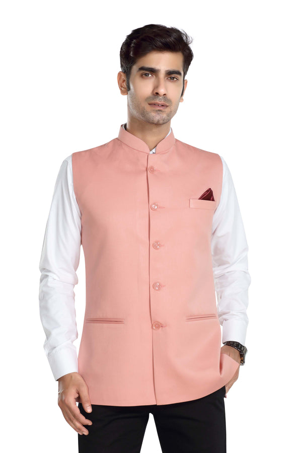 Men's Peach TR Nehru jacket – front view