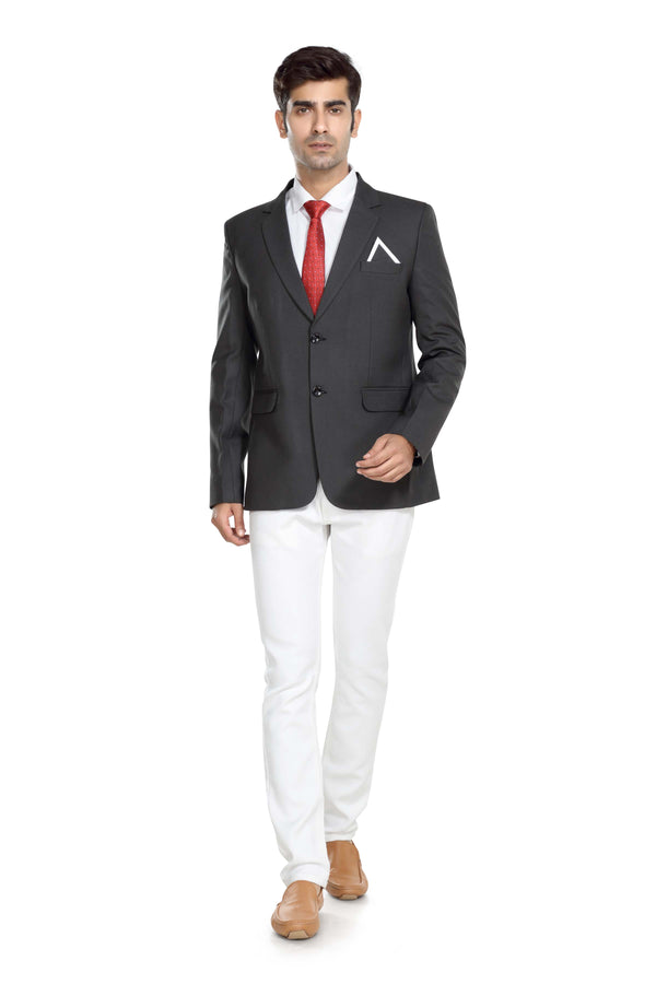 Men's olive grey slim fit formal blazer – view 1