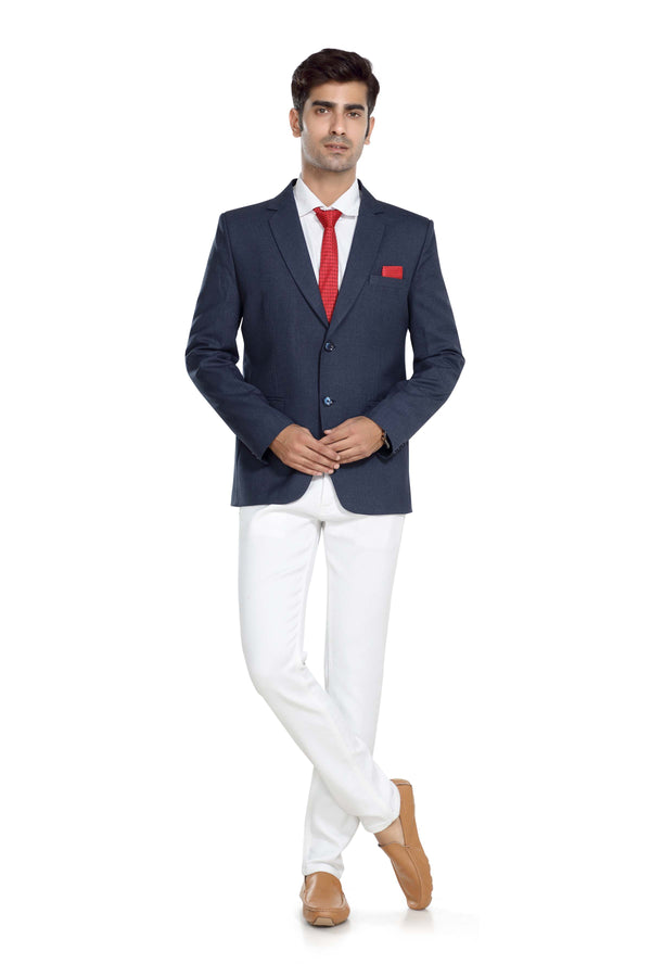 Men's crayola blue slim fit formal blazer – view 1