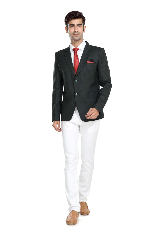 Men's charcoal grey slim fit formal blazer – view 1