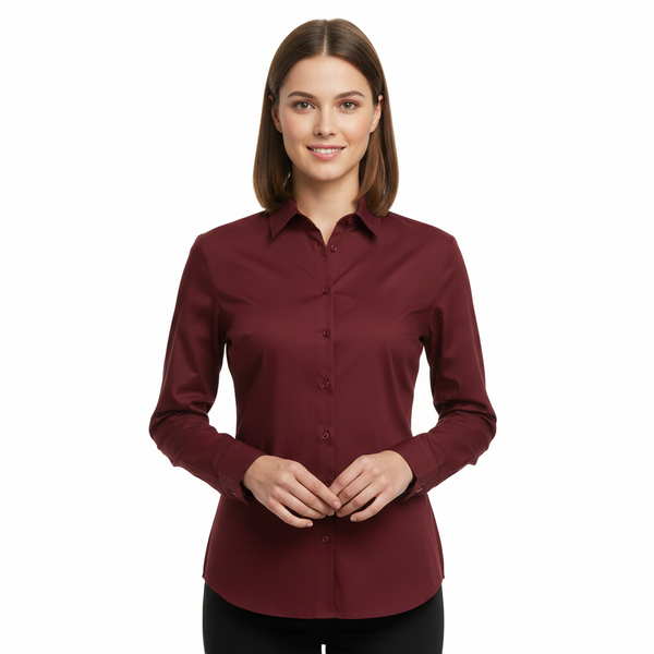 Women's Lycra Formal Shirt – Maroon – view 1
