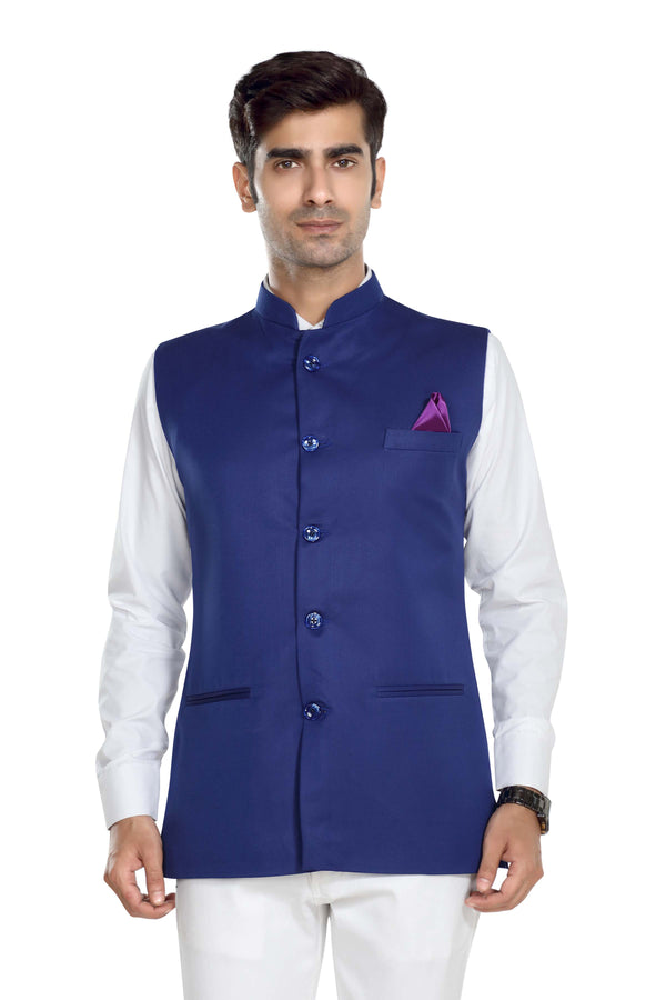 Men's Royal Blue TR Nehru jacket – front view