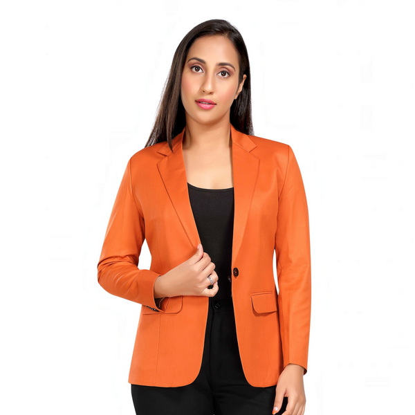Women's slim fit TR blazer – Carrot Orange – view 2