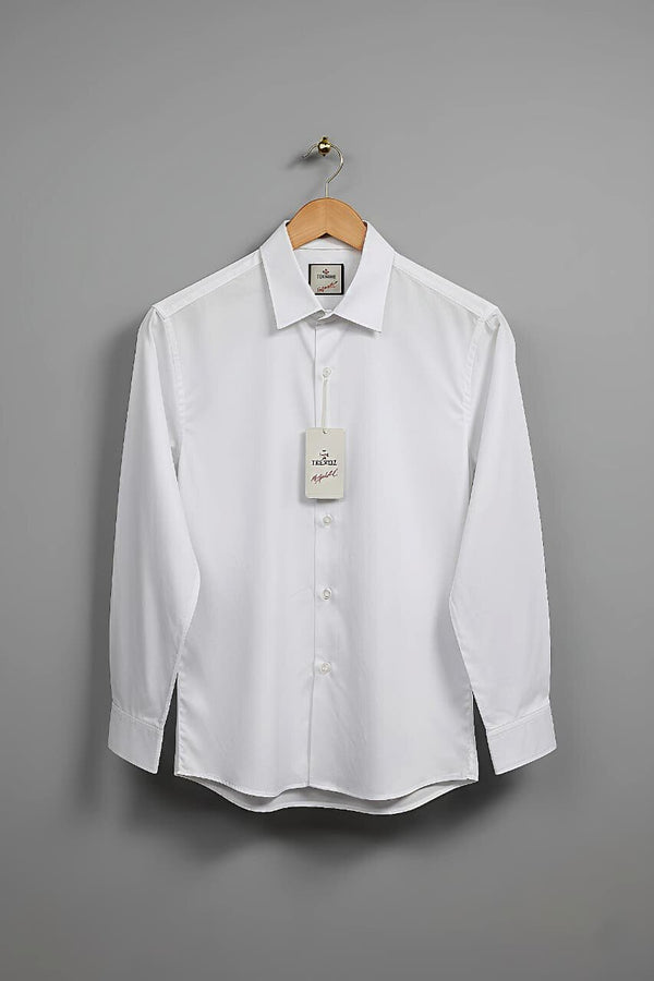 White men's anti-stain formal shirt on hanger