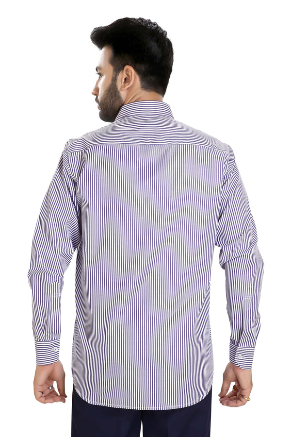 Men's Striped Formal Shirt – Purple – view 1
