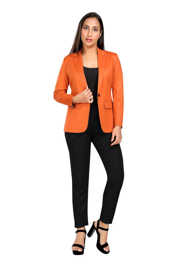 Women's slim fit TR blazer – Carrot Orange – view 1