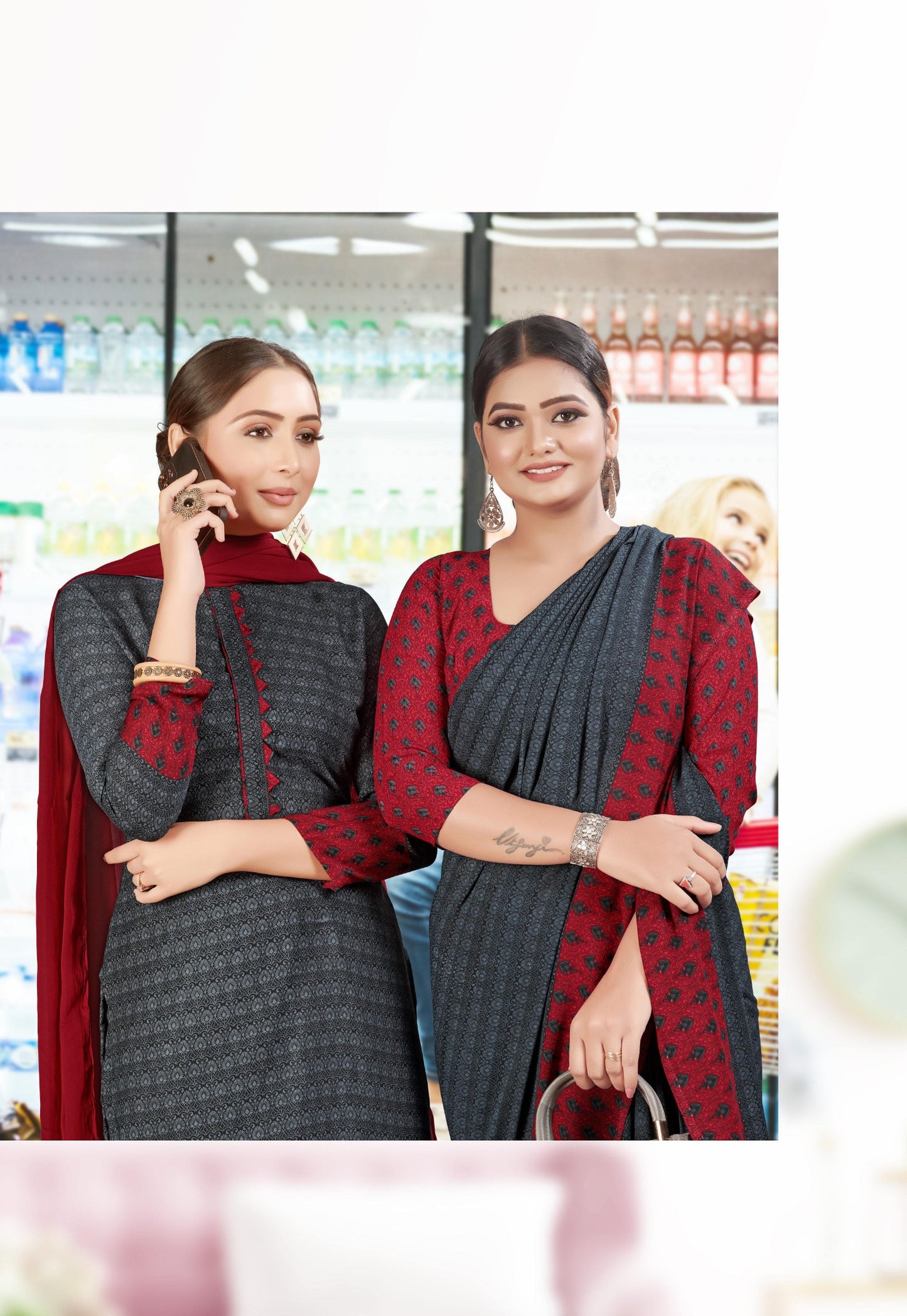 Suit & Saree -I-Phone Vol.5 - Grey & Red (401)