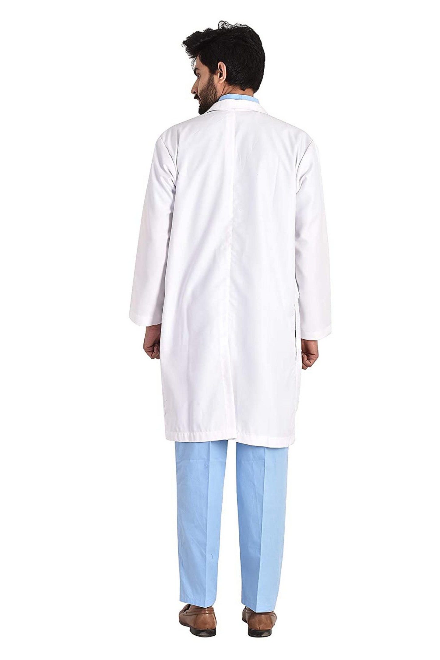 Cotton Unisex Apron Lab Coat - Knee Length - Full Sleeves - White