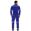 100% Cotton Hi-Visibility Industrial Coverall Boiler Suit with Grey Reflective Tape overcoat - Royal Blue