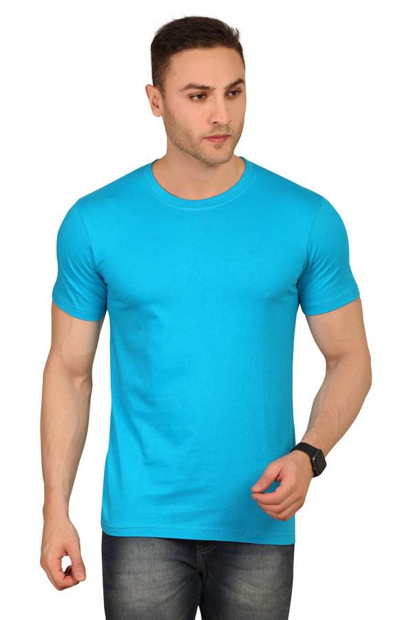 100% Cotton Men’s Half Sleeve T-Shirt - T. Blue