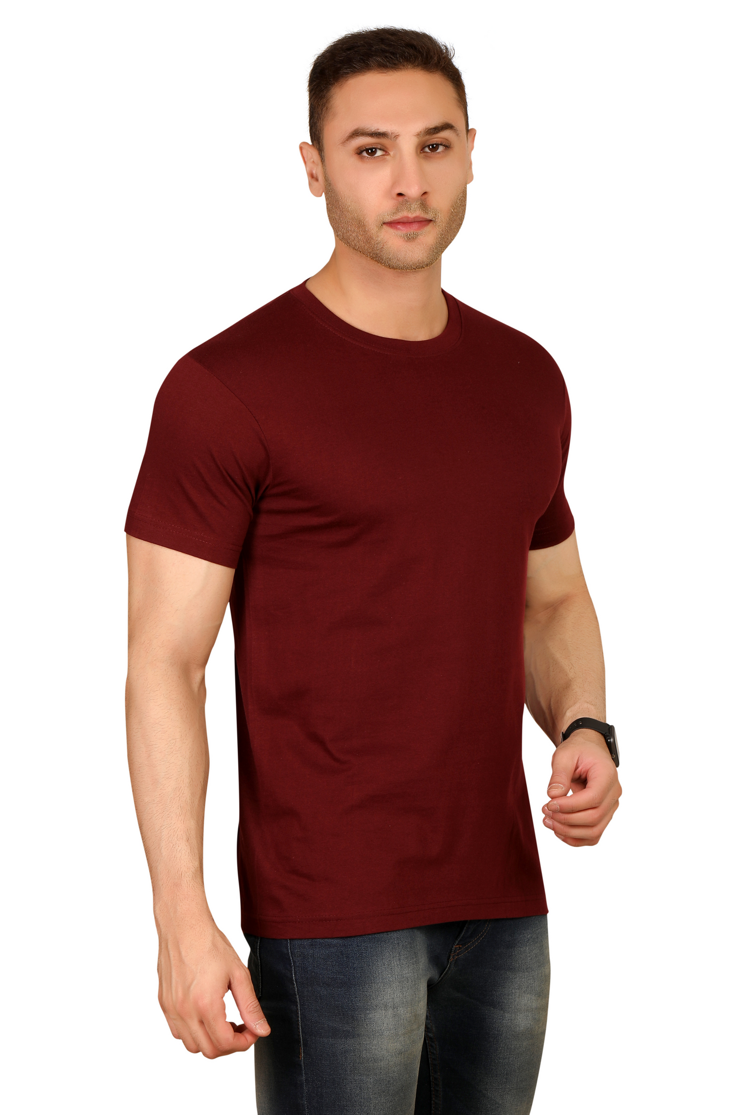 100% Cotton Men’s Half Sleeve T-Shirt - Maroon