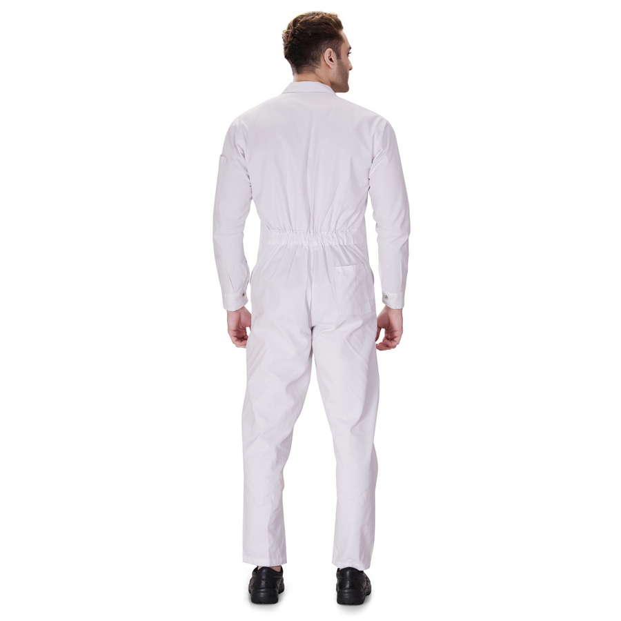 100% Cotton Hi-Visibility Industrial Coverall Boiler Suit - White - Front